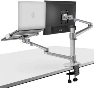 Viozon-Monitor and Laptop Mount, 2-in-1 Adjustable Dual Arm Desk