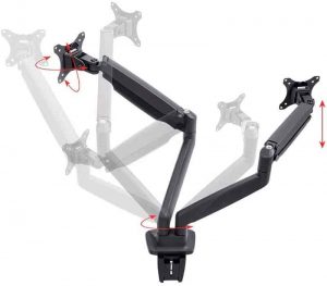 Monoprice Smooth Full Motion Dual Monitor Adjustable Gas Spring Desk Mount