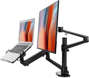 Viozon Monitor and Laptop Mount, 2-in-1 Adjustable Dual Monitor Arm Desk Stand