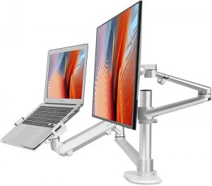 Viozon Monitor And Laptop Mount, 2-In-1 Adjustable Dual Monitor Arm Desk Stand