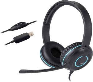 Cyber Acoustics Stereo USB Headset, in-line Controls for Volume & Mic Mute, Noise Cancelling Mic & Adjustable Mic 1